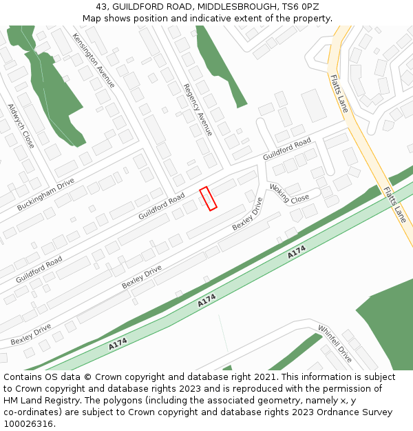 43, GUILDFORD ROAD, MIDDLESBROUGH, TS6 0PZ: Location map and indicative extent of plot