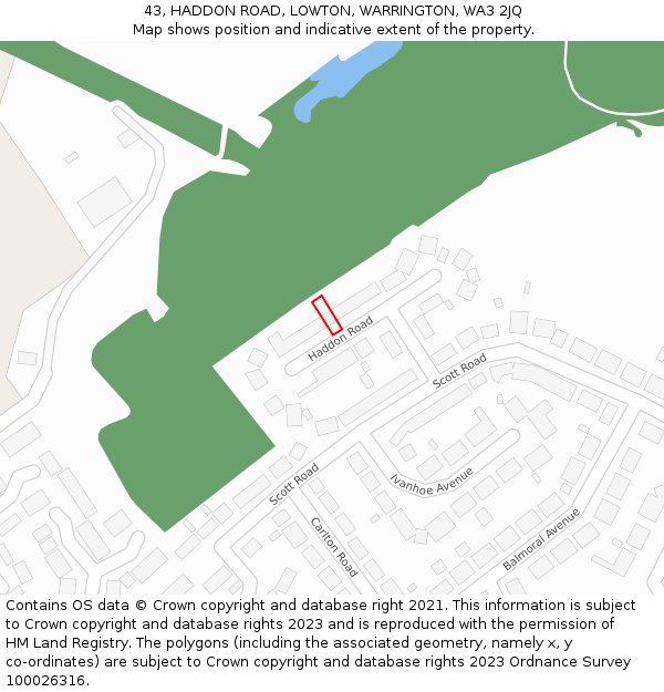 43, HADDON ROAD, LOWTON, WARRINGTON, WA3 2JQ: Location map and indicative extent of plot