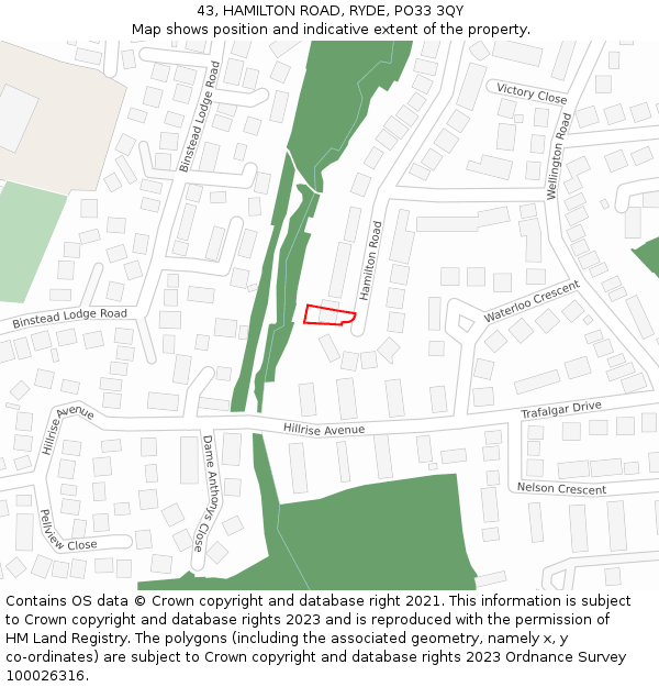 43, HAMILTON ROAD, RYDE, PO33 3QY: Location map and indicative extent of plot