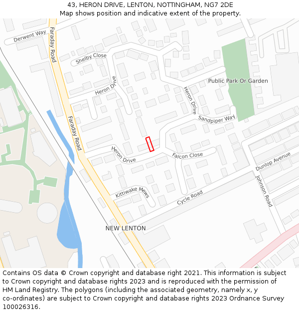 43, HERON DRIVE, LENTON, NOTTINGHAM, NG7 2DE: Location map and indicative extent of plot