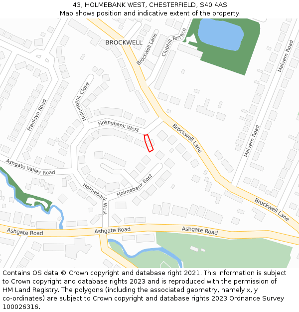 43, HOLMEBANK WEST, CHESTERFIELD, S40 4AS: Location map and indicative extent of plot