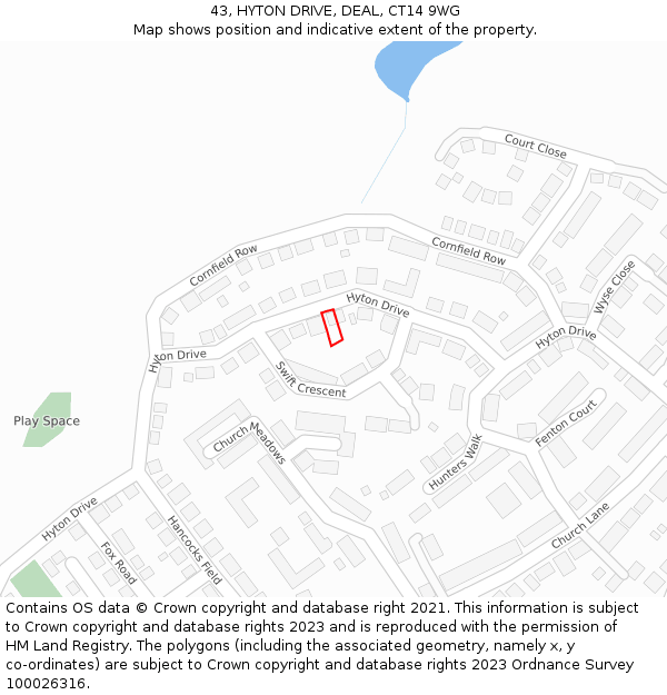 43, HYTON DRIVE, DEAL, CT14 9WG: Location map and indicative extent of plot