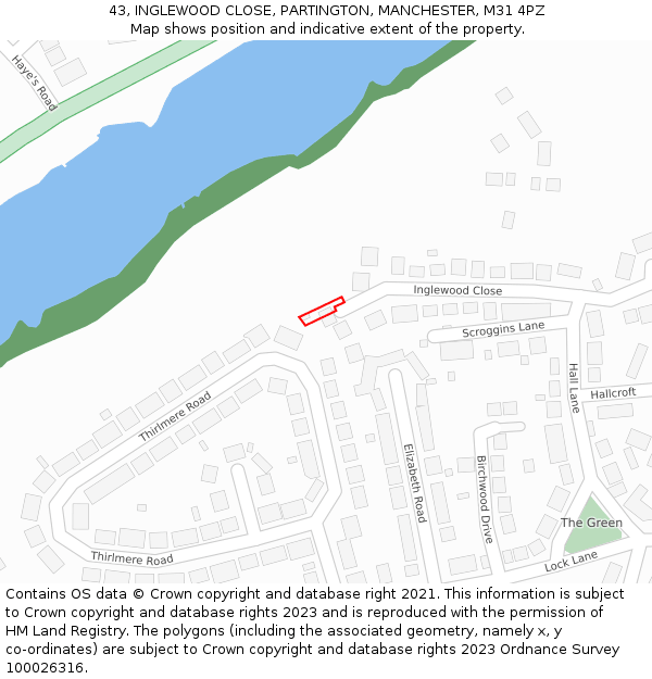 43, INGLEWOOD CLOSE, PARTINGTON, MANCHESTER, M31 4PZ: Location map and indicative extent of plot