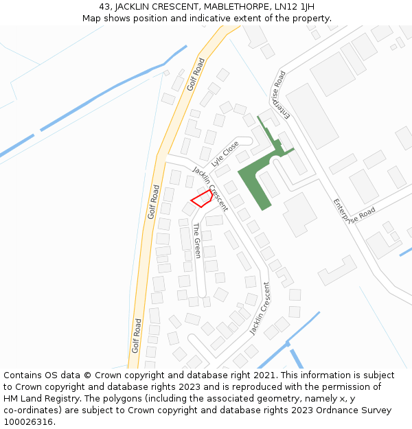 43, JACKLIN CRESCENT, MABLETHORPE, LN12 1JH: Location map and indicative extent of plot