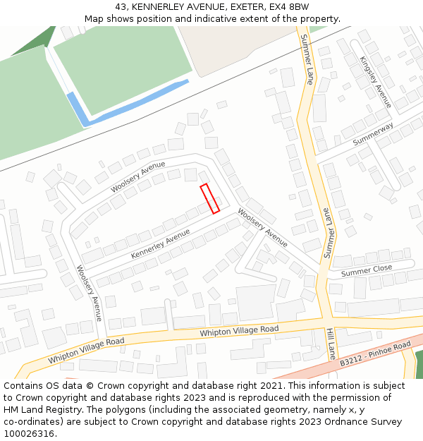 43, KENNERLEY AVENUE, EXETER, EX4 8BW: Location map and indicative extent of plot