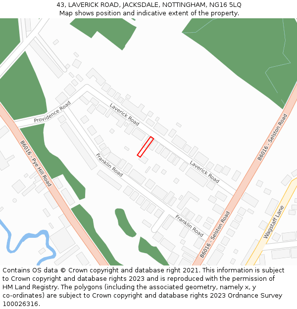 43, LAVERICK ROAD, JACKSDALE, NOTTINGHAM, NG16 5LQ: Location map and indicative extent of plot