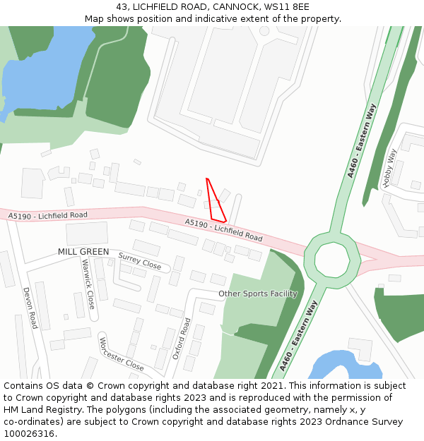 43, LICHFIELD ROAD, CANNOCK, WS11 8EE: Location map and indicative extent of plot