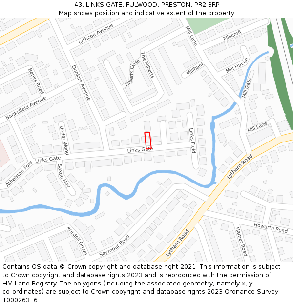 43, LINKS GATE, FULWOOD, PRESTON, PR2 3RP: Location map and indicative extent of plot