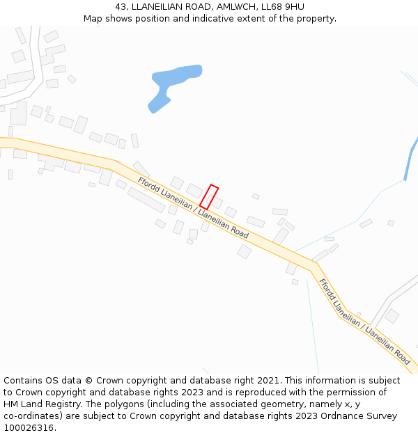 43, LLANEILIAN ROAD, AMLWCH, LL68 9HU: Location map and indicative extent of plot