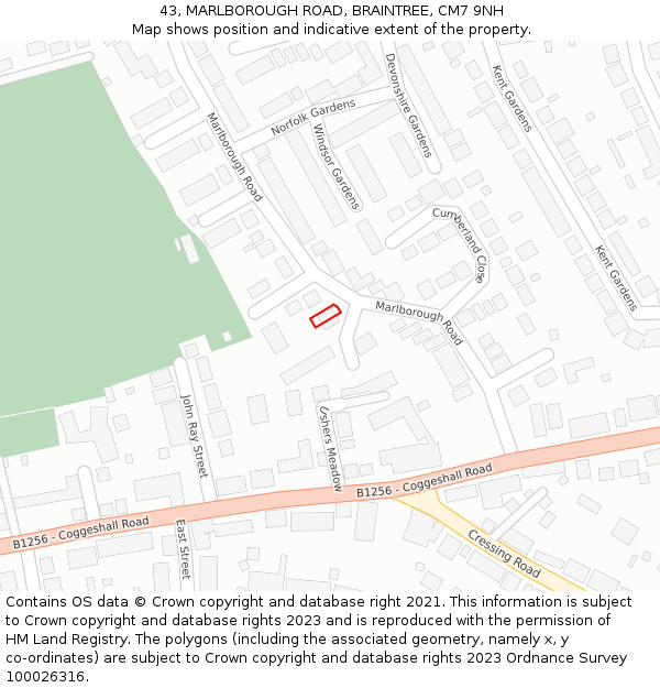 43, MARLBOROUGH ROAD, BRAINTREE, CM7 9NH: Location map and indicative extent of plot