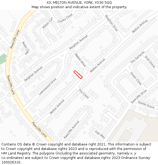 43, MELTON AVENUE, YORK, YO30 5QQ: Location map and indicative extent of plot