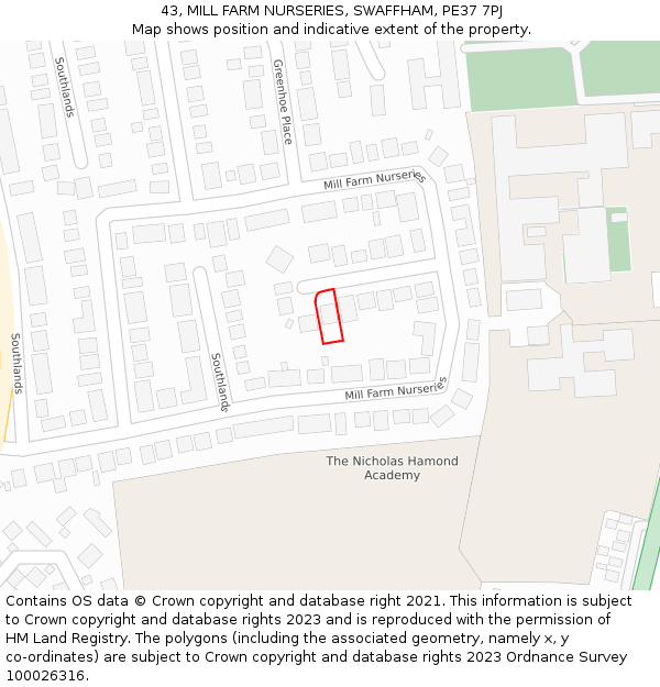 43, MILL FARM NURSERIES, SWAFFHAM, PE37 7PJ: Location map and indicative extent of plot