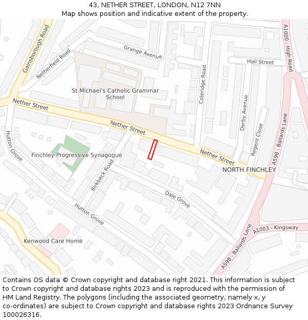 43, NETHER STREET, LONDON, N12 7NN: Location map and indicative extent of plot