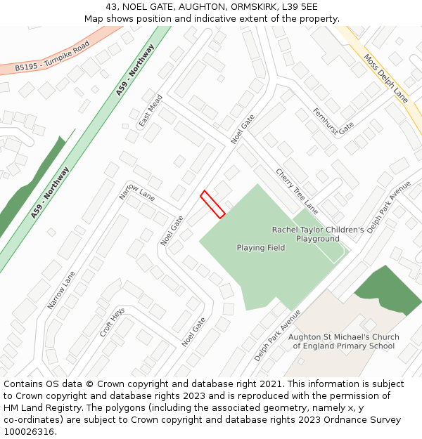 43, NOEL GATE, AUGHTON, ORMSKIRK, L39 5EE: Location map and indicative extent of plot