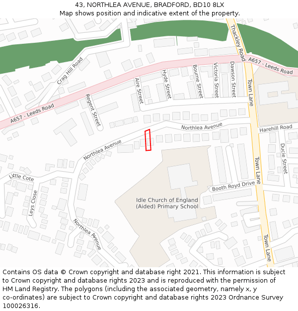 43, NORTHLEA AVENUE, BRADFORD, BD10 8LX: Location map and indicative extent of plot