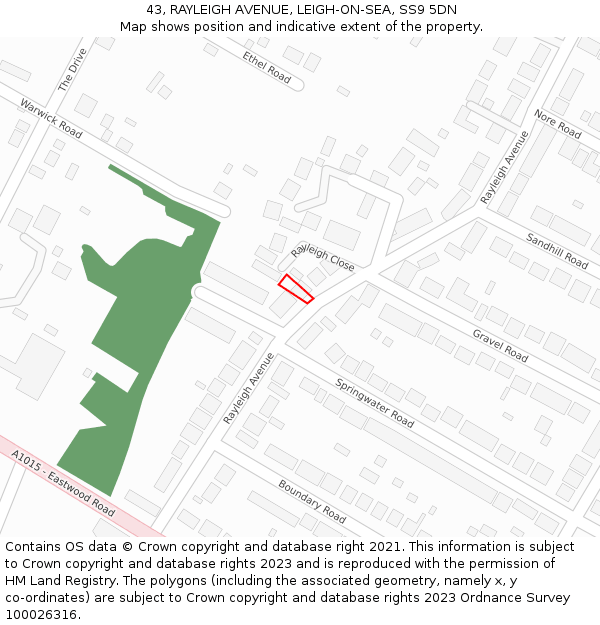 43, RAYLEIGH AVENUE, LEIGH-ON-SEA, SS9 5DN: Location map and indicative extent of plot