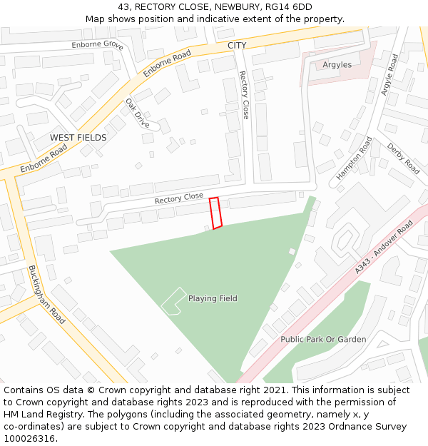 43, RECTORY CLOSE, NEWBURY, RG14 6DD: Location map and indicative extent of plot