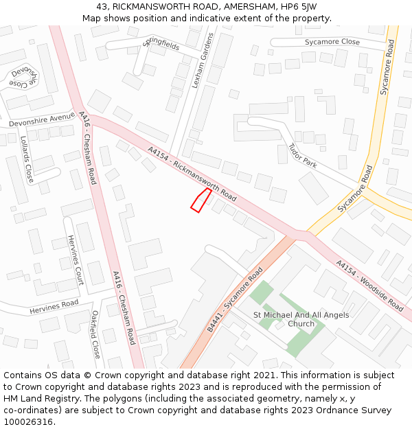 43, RICKMANSWORTH ROAD, AMERSHAM, HP6 5JW: Location map and indicative extent of plot