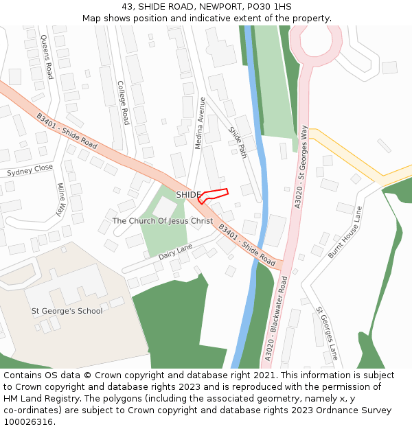 43, SHIDE ROAD, NEWPORT, PO30 1HS: Location map and indicative extent of plot