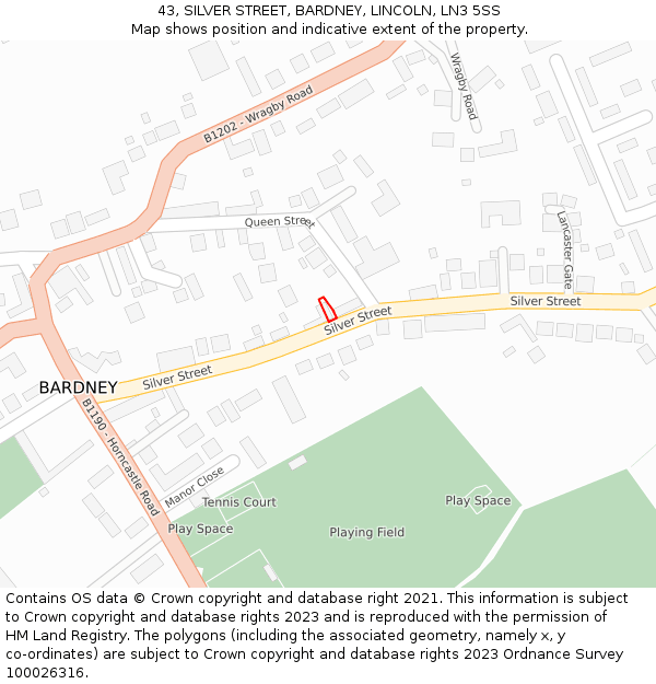 43, SILVER STREET, BARDNEY, LINCOLN, LN3 5SS: Location map and indicative extent of plot