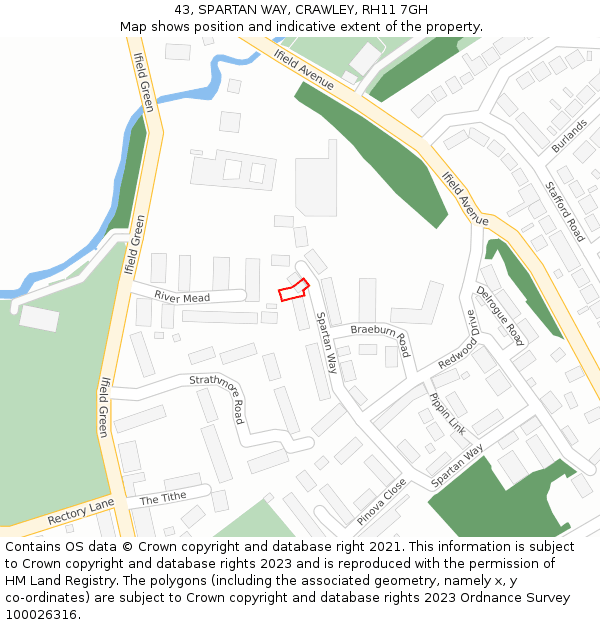 43, SPARTAN WAY, CRAWLEY, RH11 7GH: Location map and indicative extent of plot