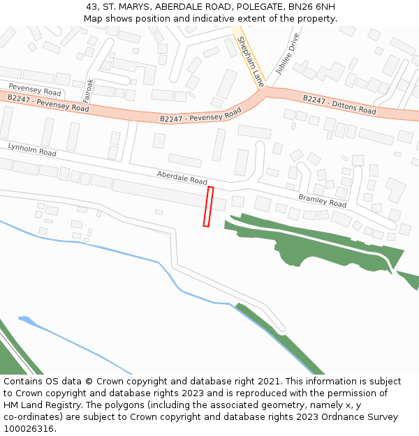 43, ST. MARYS, ABERDALE ROAD, POLEGATE, BN26 6NH: Location map and indicative extent of plot