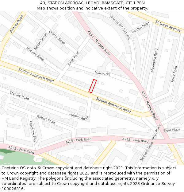 43, STATION APPROACH ROAD, RAMSGATE, CT11 7RN: Location map and indicative extent of plot