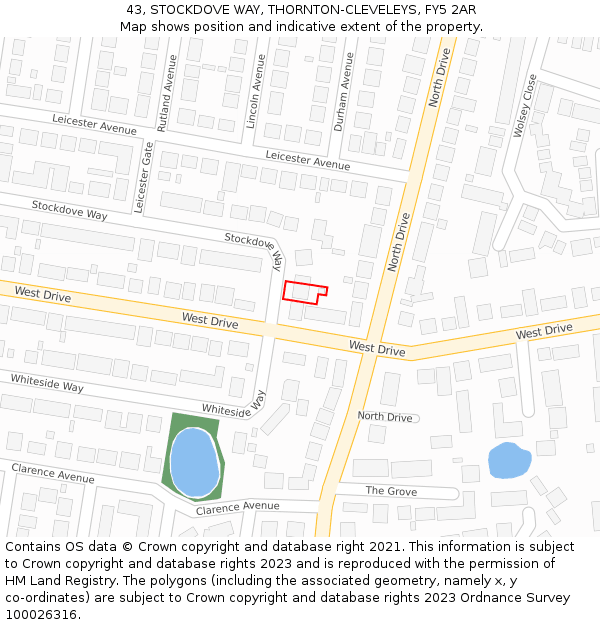 43, STOCKDOVE WAY, THORNTON-CLEVELEYS, FY5 2AR: Location map and indicative extent of plot