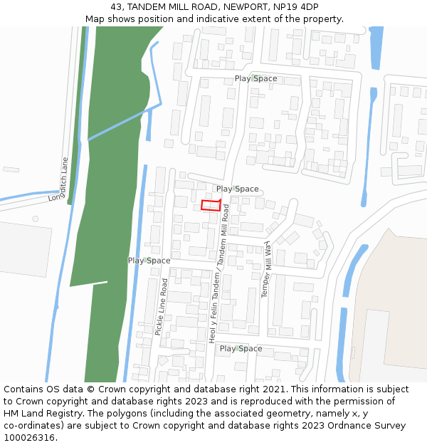 43, TANDEM MILL ROAD, NEWPORT, NP19 4DP: Location map and indicative extent of plot