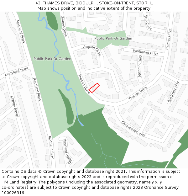 43, THAMES DRIVE, BIDDULPH, STOKE-ON-TRENT, ST8 7HL: Location map and indicative extent of plot