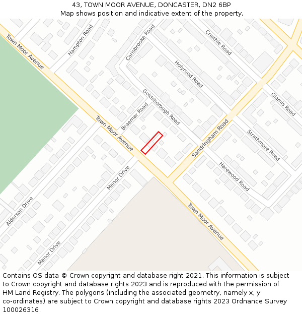 43, TOWN MOOR AVENUE, DONCASTER, DN2 6BP: Location map and indicative extent of plot