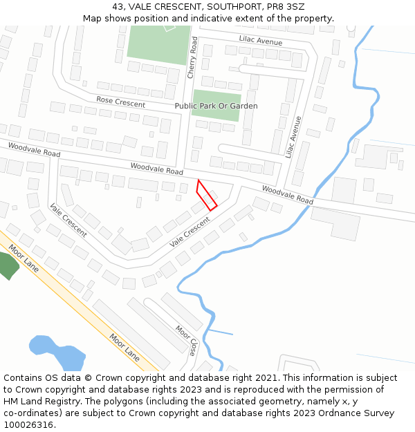 43, VALE CRESCENT, SOUTHPORT, PR8 3SZ: Location map and indicative extent of plot