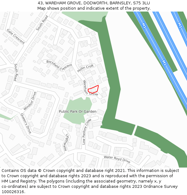 43, WAREHAM GROVE, DODWORTH, BARNSLEY, S75 3LU: Location map and indicative extent of plot