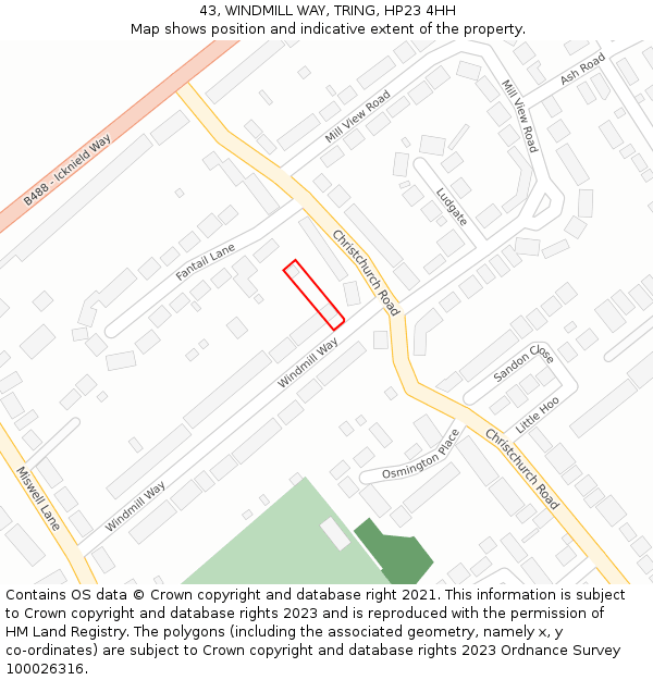 43, WINDMILL WAY, TRING, HP23 4HH: Location map and indicative extent of plot