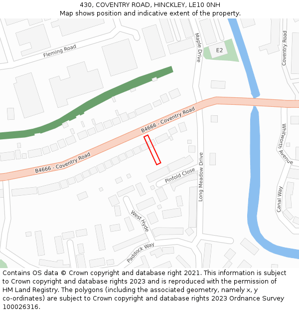 430, COVENTRY ROAD, HINCKLEY, LE10 0NH: Location map and indicative extent of plot