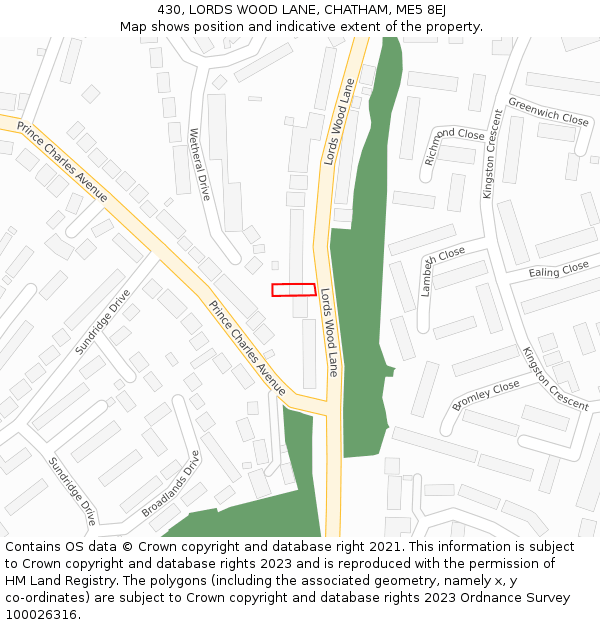 430, LORDS WOOD LANE, CHATHAM, ME5 8EJ: Location map and indicative extent of plot