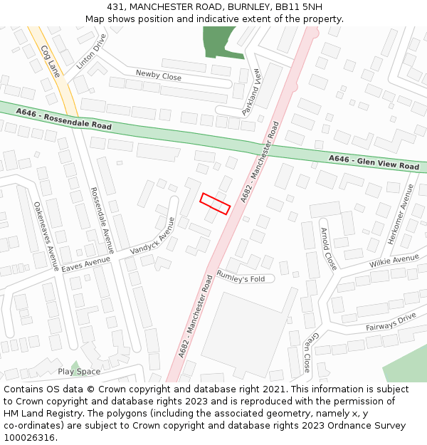 431, MANCHESTER ROAD, BURNLEY, BB11 5NH: Location map and indicative extent of plot
