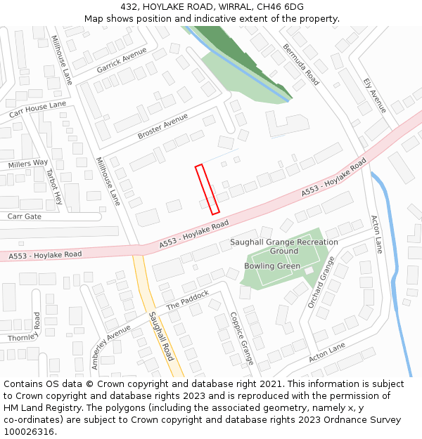 432, HOYLAKE ROAD, WIRRAL, CH46 6DG: Location map and indicative extent of plot