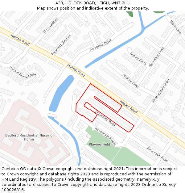 433, HOLDEN ROAD, LEIGH, WN7 2HU: Location map and indicative extent of plot