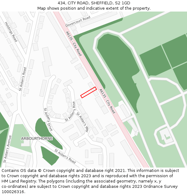 434, CITY ROAD, SHEFFIELD, S2 1GD: Location map and indicative extent of plot