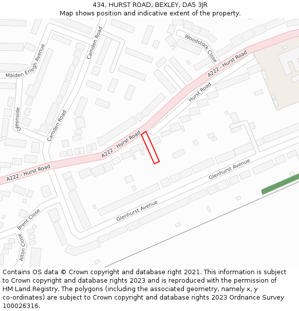 434, HURST ROAD, BEXLEY, DA5 3JR: Location map and indicative extent of plot