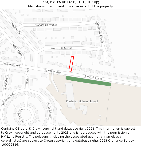 434, INGLEMIRE LANE, HULL, HU6 8JQ: Location map and indicative extent of plot