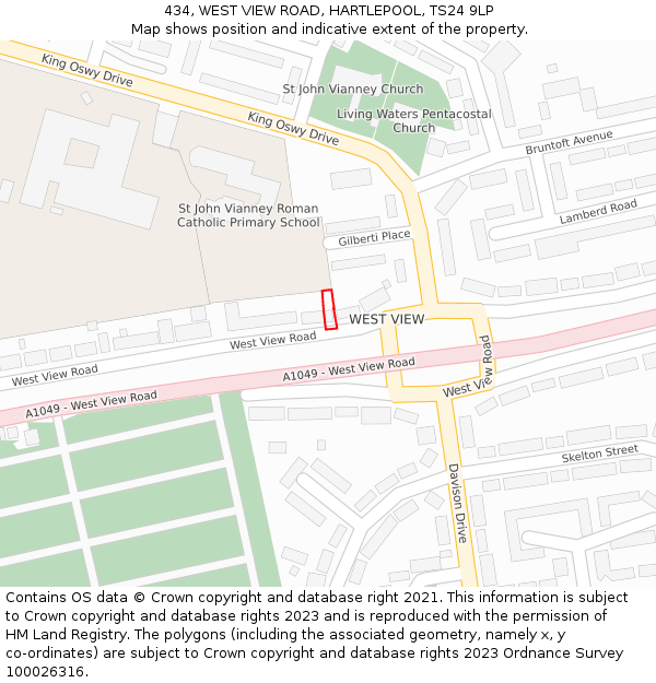 434, WEST VIEW ROAD, HARTLEPOOL, TS24 9LP: Location map and indicative extent of plot