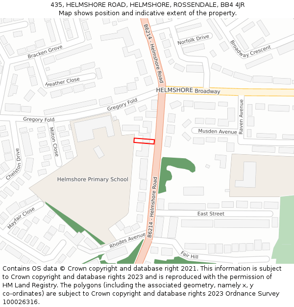 435, HELMSHORE ROAD, HELMSHORE, ROSSENDALE, BB4 4JR: Location map and indicative extent of plot