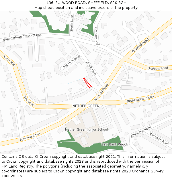 436, FULWOOD ROAD, SHEFFIELD, S10 3GH: Location map and indicative extent of plot