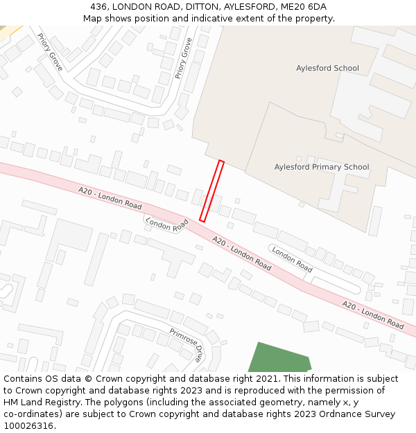 436, LONDON ROAD, DITTON, AYLESFORD, ME20 6DA: Location map and indicative extent of plot