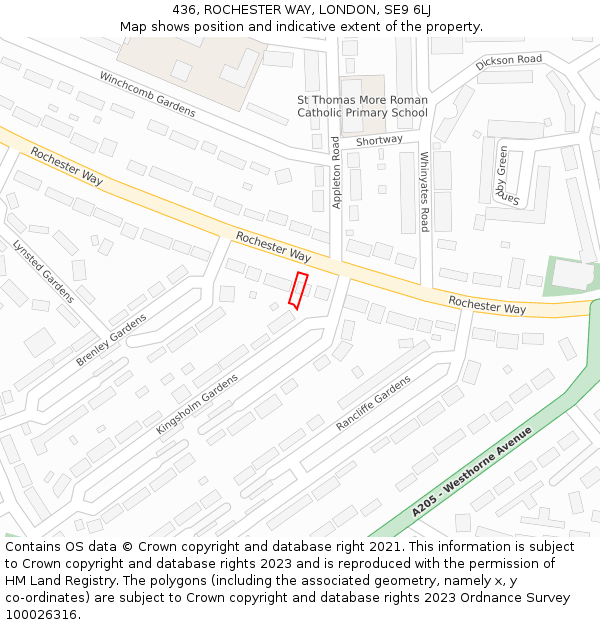 436, ROCHESTER WAY, LONDON, SE9 6LJ: Location map and indicative extent of plot