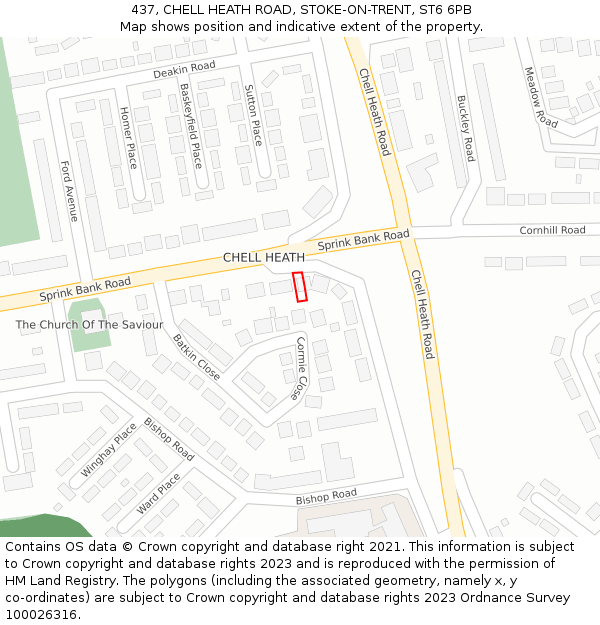 437, CHELL HEATH ROAD, STOKE-ON-TRENT, ST6 6PB: Location map and indicative extent of plot