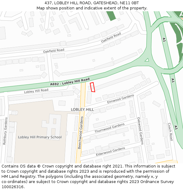 437, LOBLEY HILL ROAD, GATESHEAD, NE11 0BT: Location map and indicative extent of plot