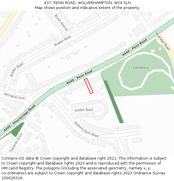 437, PENN ROAD, WOLVERHAMPTON, WV4 5LN: Location map and indicative extent of plot